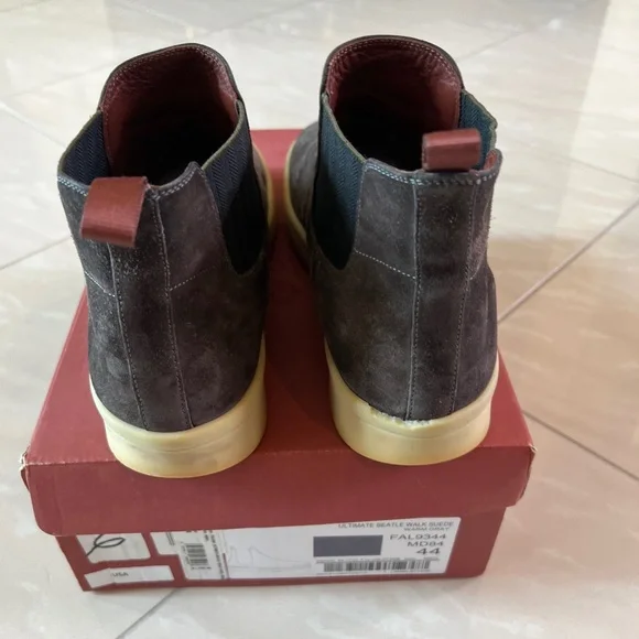 #2745 Loro PianaUltimate Beatle Suede Pull-On Ankle Boots WARM GREY US 11
